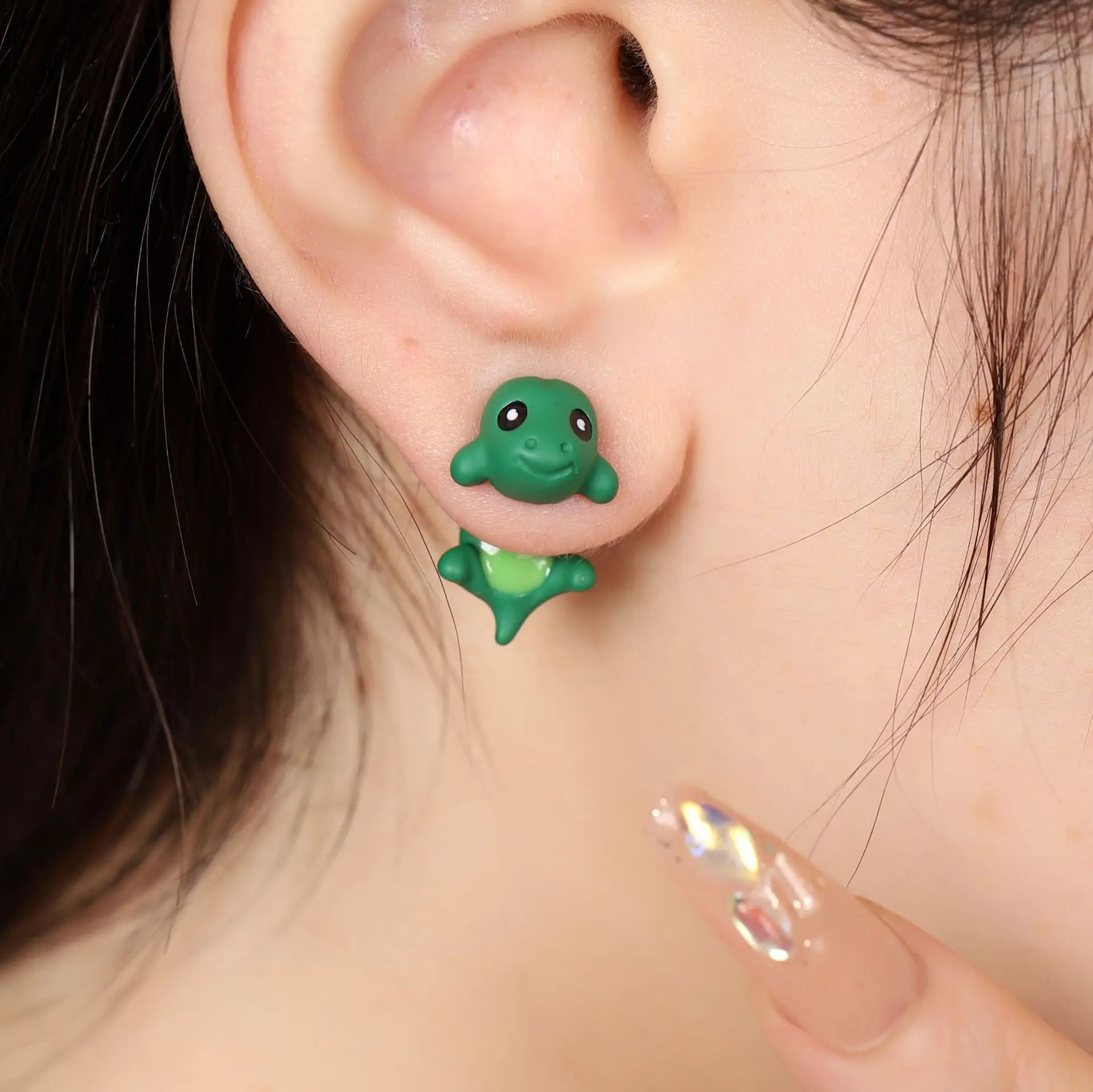 Pendientes de dinosaurio de estilo coreano para mujer, pendientes de cocodrilo de Metal, Mini joyería de animales lindos