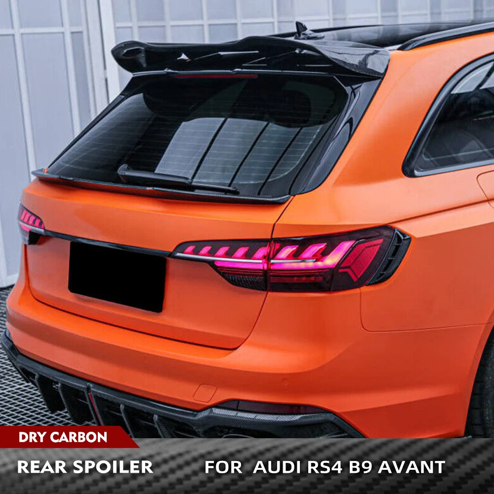 Car Rear Trunk Racing Spoiler Roof Wing for Audi RS4 B9 Avant Wagon 2021 2022 Prepreg Dry Carbon Car Rear Wing Car Tail Wing