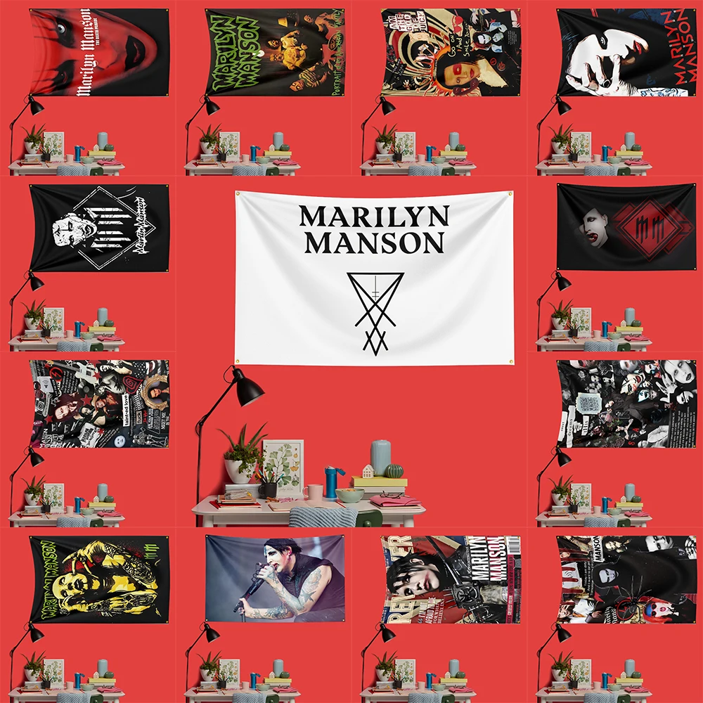 

Marilyn Manson Inspired Rock Music Flag 3x5 FT 90x150cm Polyester Decorative Banner Tapestry For Music Fans Bedroom Wall Decorat