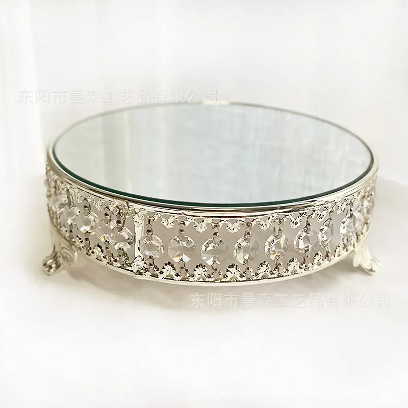 European Round Crystal Fruit Plate Cake Stand High End Dim Sum Tray Wedding Table Decoration Props Elegant Glass Serving