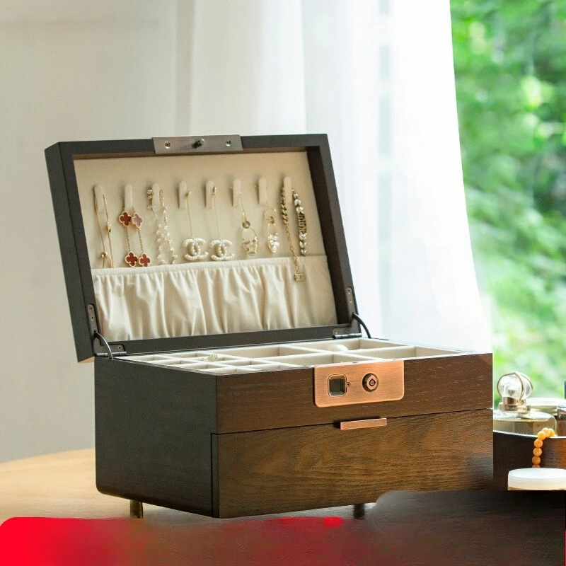 

Jewelry box Wooden smart password lock Jewelry box Large capacity jewelry storage box with lock