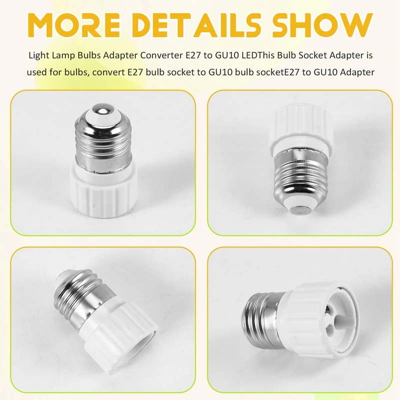 ●E27 to GU10 Extend Base LED CFL Light Bulb Lamp Adapter Converter Screw Socket-A57M