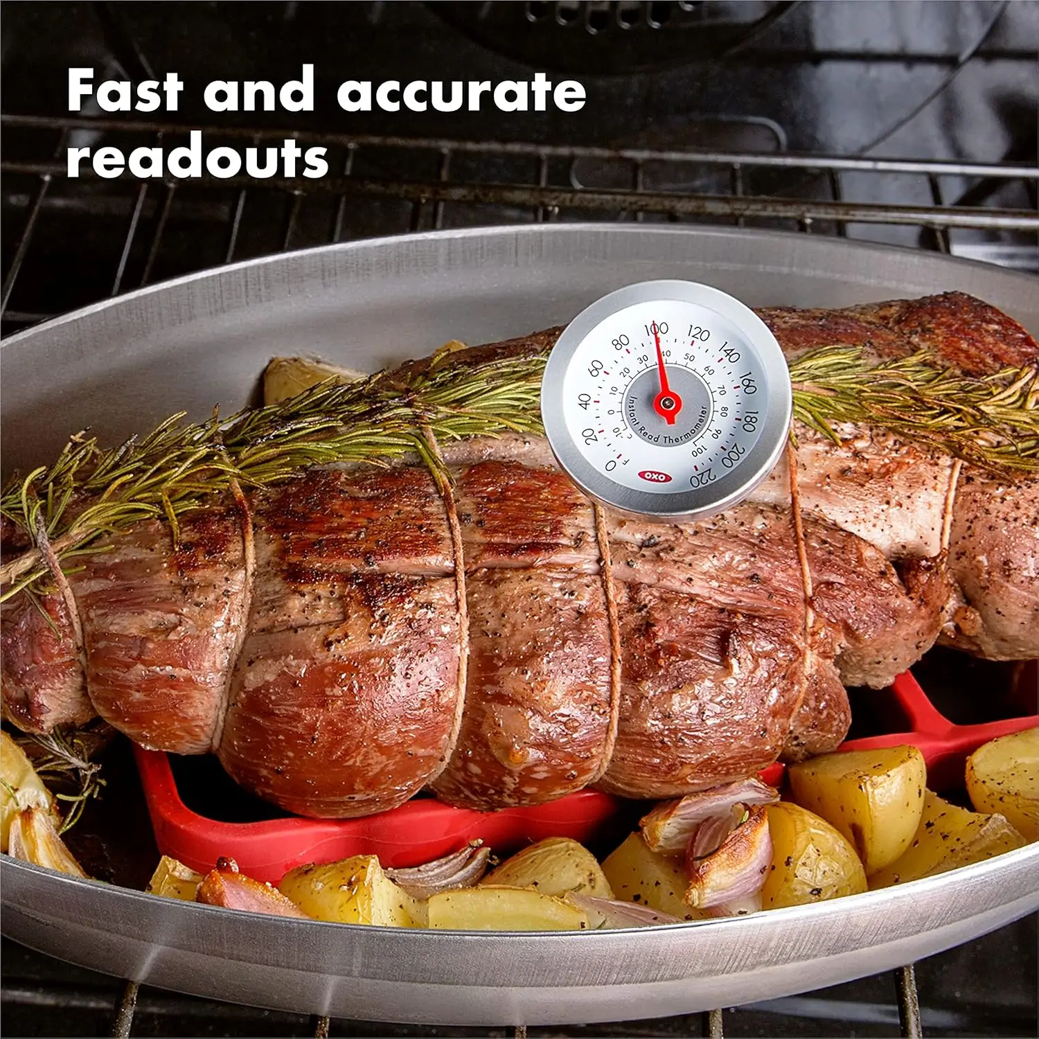Instant Read Meat Thermometer with Quick Accurate Temperature Readings and Easy-to-Read Display