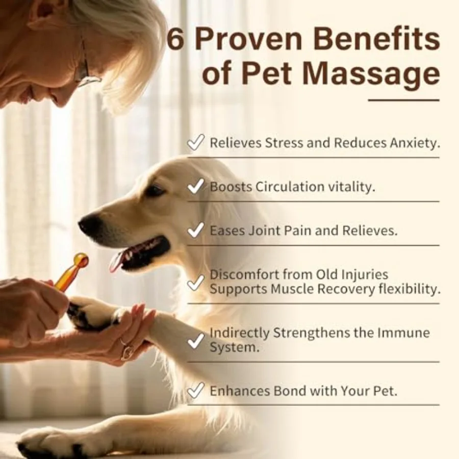 Kit de Massage des pattes de chien 4 en 1, avec baume naturel des pattes et bâton d'acupression, Support de santé des articulations pour chiens et chats âgés, améliore le Mobil