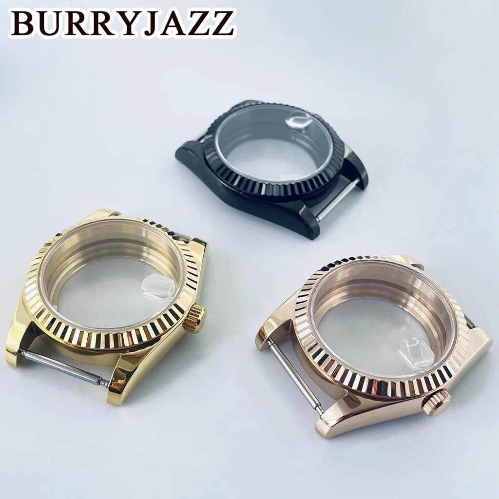 BURRYJAZZ 36mm 40mm NH34 NH35 NH36 PT5000 ETA2824 Watch Case Silver Stainless Steel Case Waterproof Sapphire Crysta