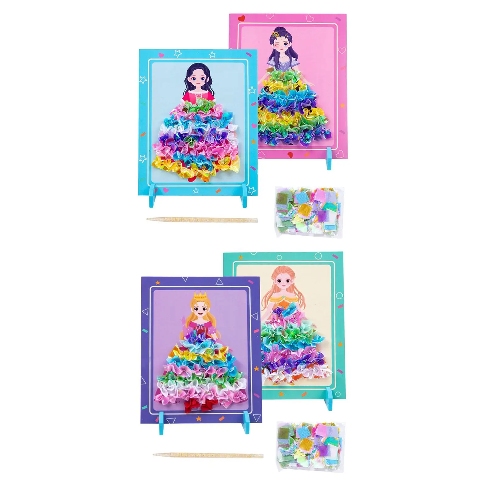 Poke Painting Sticker Board DIY Paint Girls Toys, Fantasy Princess Drawing Dress