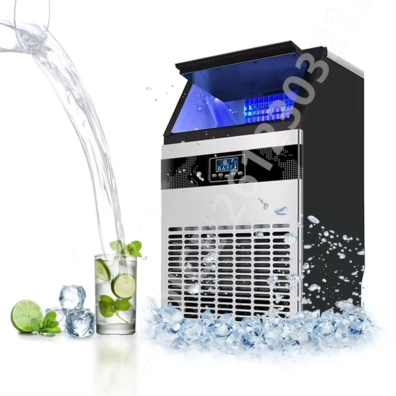 55-100kg/24H Ice Maker Machine with 5lbs Storage Bin Stainless Steel Undercounter Freestanding Ice Cube Machine