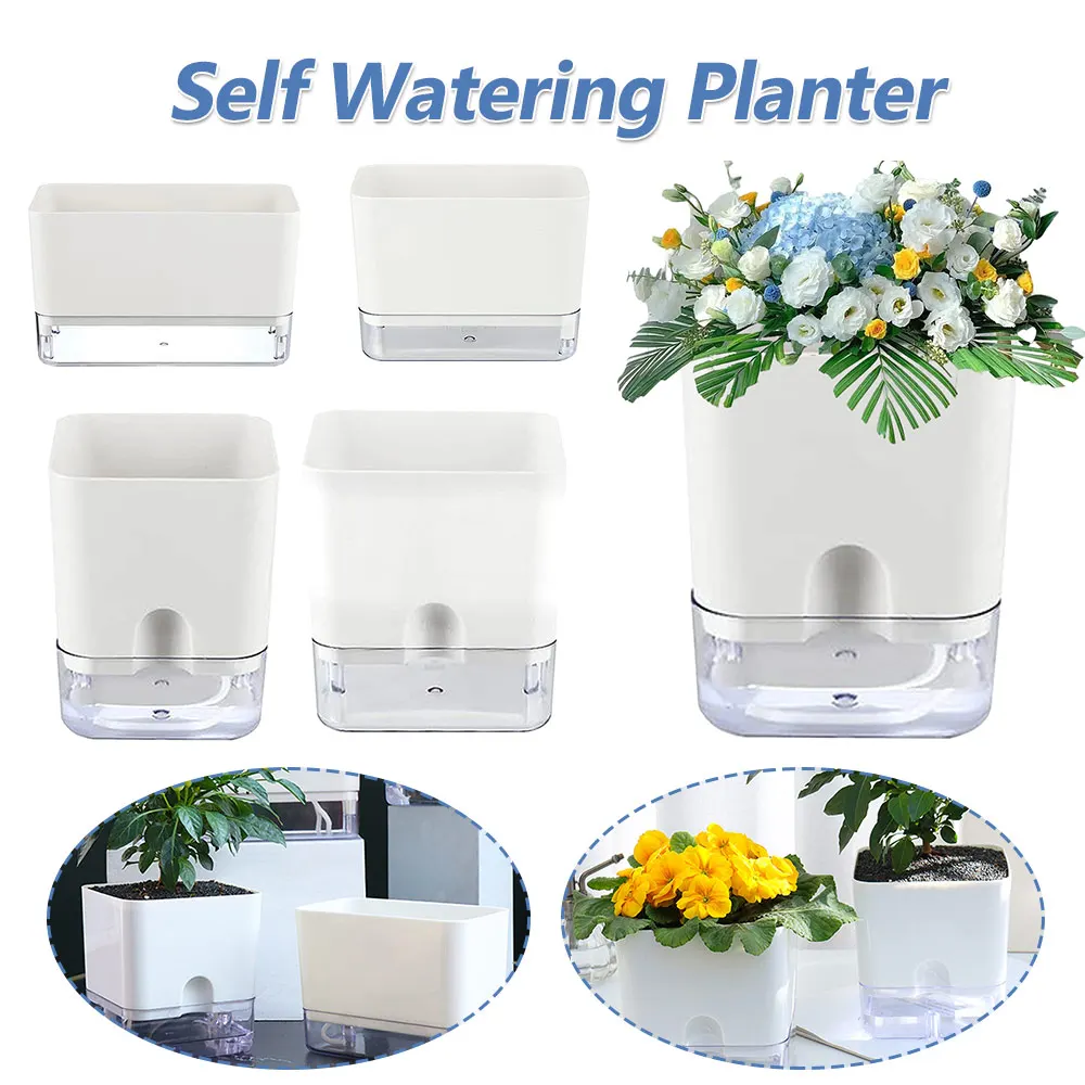 

Self Watering Plant Pot Self Watering Planter Transparent Flower Pot Double Layer Flowerpot for Succulents Violets Ivy