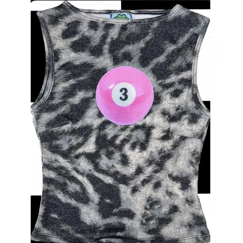 Y2K Leopard Print Tank Top European American Millennium Retro Ancient Early Harajuku Printed Billiards Size 7