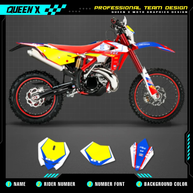 QUEEN X MOTO Motorcycle Team Graphics Decal & Sticker Kit For BETA RR 2013 2014 2015 2016  2017 009