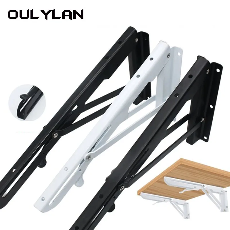 Oulylan 2pcs/set Triangle Folding Angle Bracket 10/12/14Inch Adjustable Wall Mounted Shelf Bracket Table Furniture Heavy Support