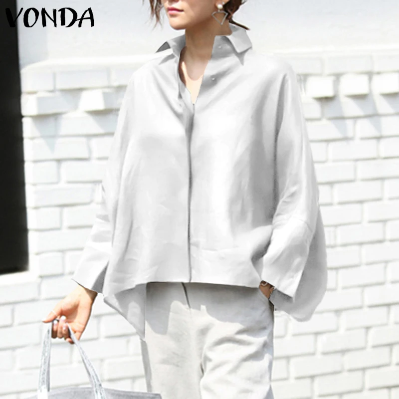 VONDA-Tunique décontractée à manches longues pour femmes, chemises à la mode, chemisier élégant, style avocat, monochrome, fête, automne, 2024
