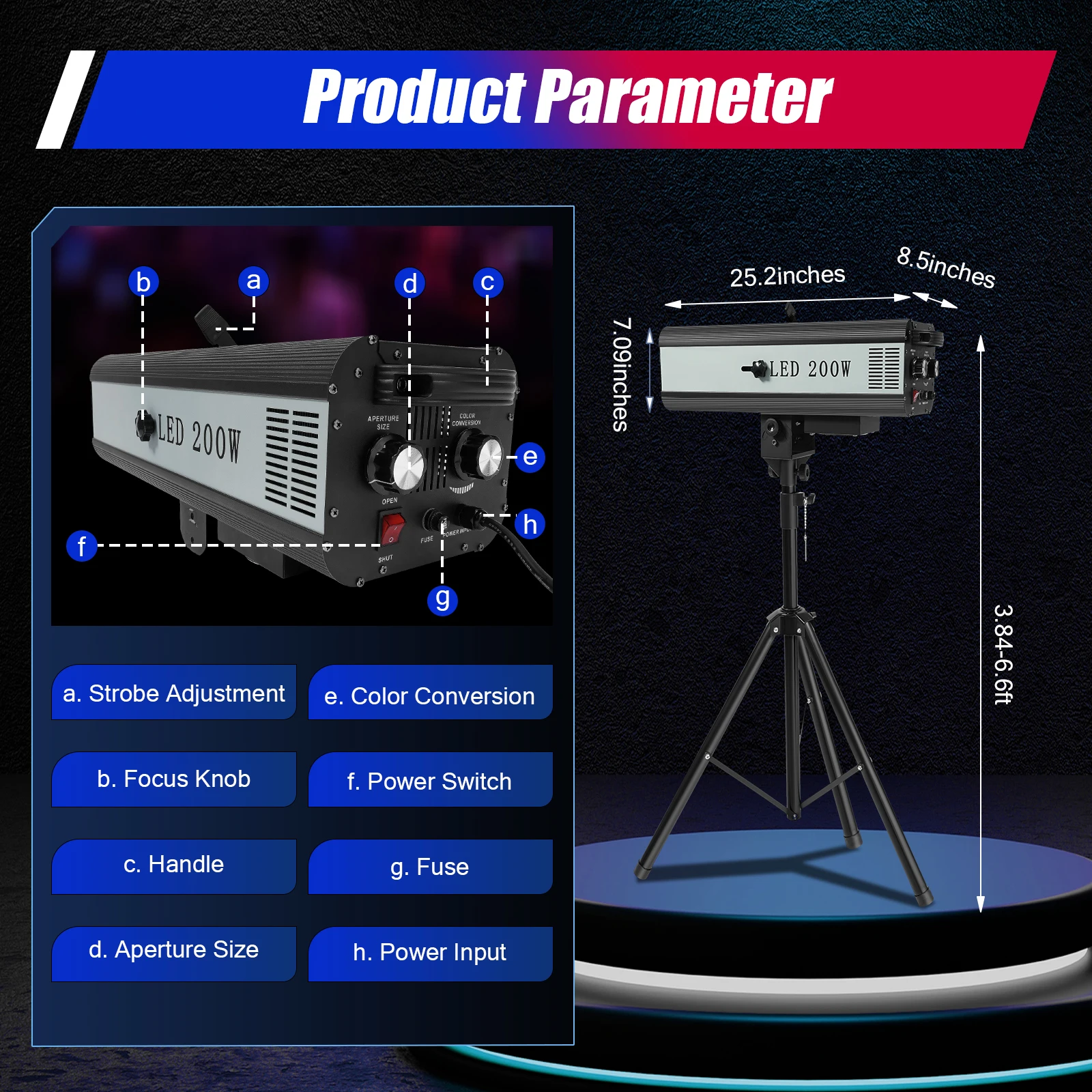 

Стойка для прожекторов, регулируемое железное напольное крепление диаметром 46–79 дюймов, складная, легкая, прочная, устойчивая к ржавчине, для светодиодов мощностью 200 Вт (не входит в комплект)
