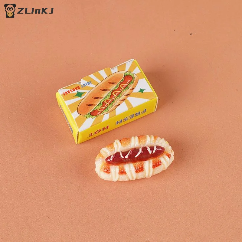 ▶5 Sets Miniature Fast Food Packaging Boxes 1:12 Scale Dollhouse Hot Dog Bread Cookie Boxes For Doll House Kitchen Scene Decor view 2