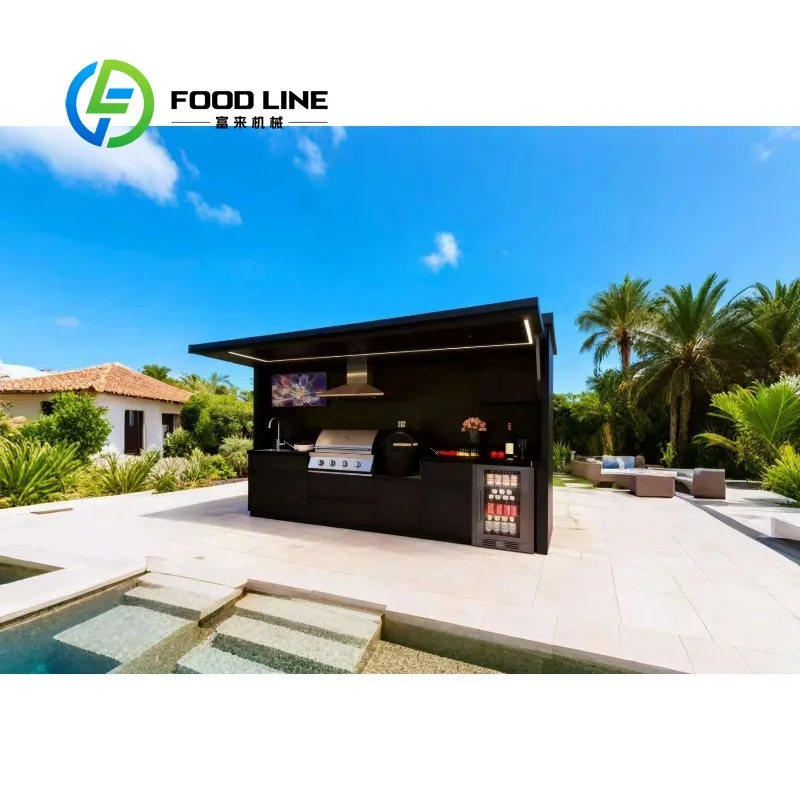 Custom Outdoor Kitchen Trailer Island with Outdoor Cooking Kitchen Modular Cabinet with Sink