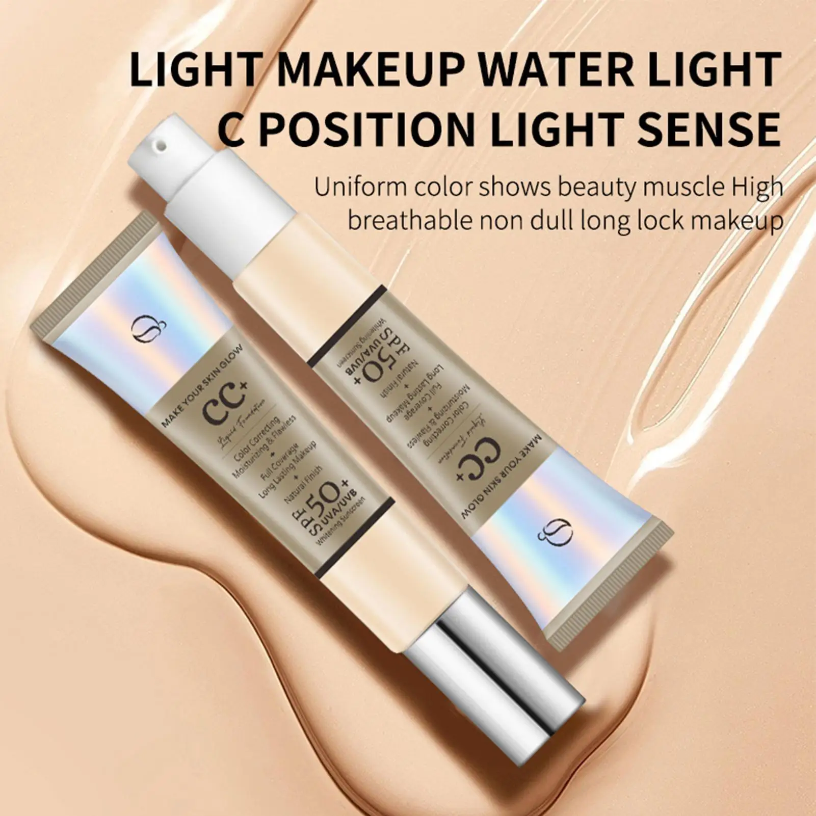 CC Cream Foundation FPS 50 Protetor Solar Base Corretivo Leve Hidratante Brightening Foundation Base Facial Maquiagem