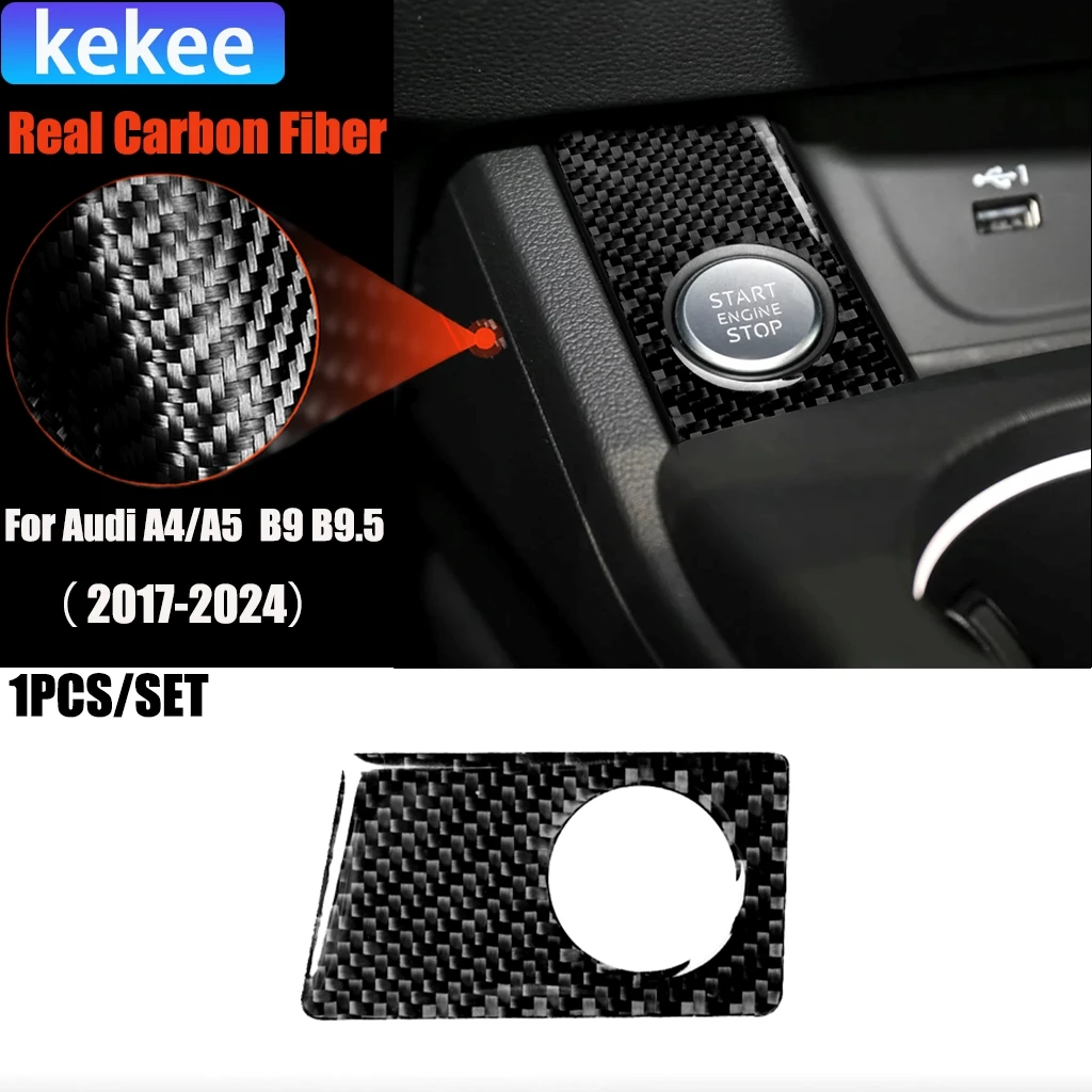 

Carbon Fiber Car Accessories Engine Start Modified Interior Trim Cover Soft Sticker For Audi A4/A5 RS4 S4 B9 B9.5 2017-2024