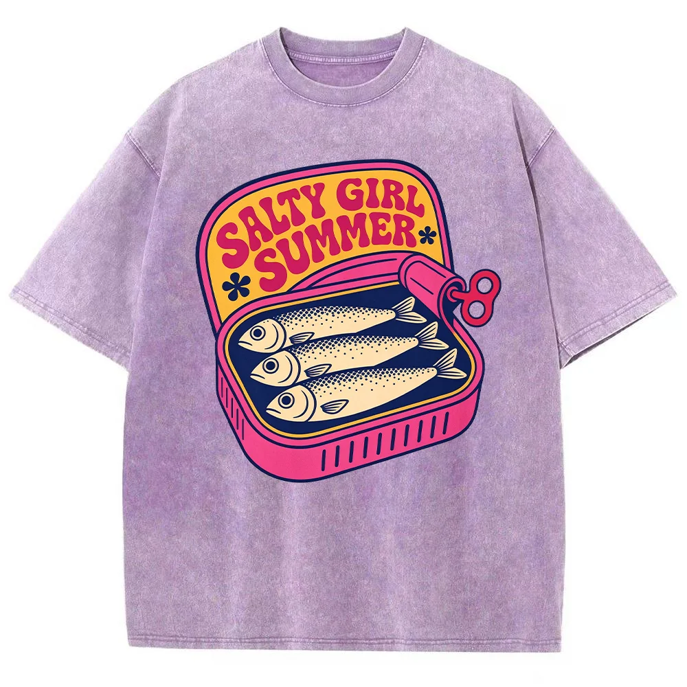 Kaos Wanita Motif Sarden Musim - Acid Wash Vintage Graphic T Shirt ulasan dan harga