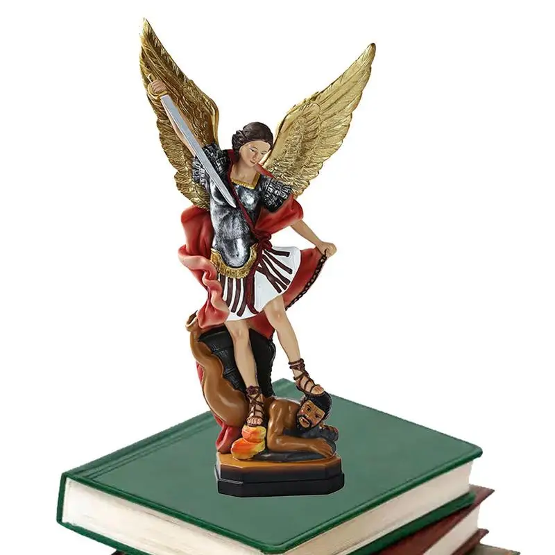 San Miguel Arcangel Statue St. Michael San Miguel Arcangel Colored Statue St. Michael The Archangel Defeating Satan Figurine