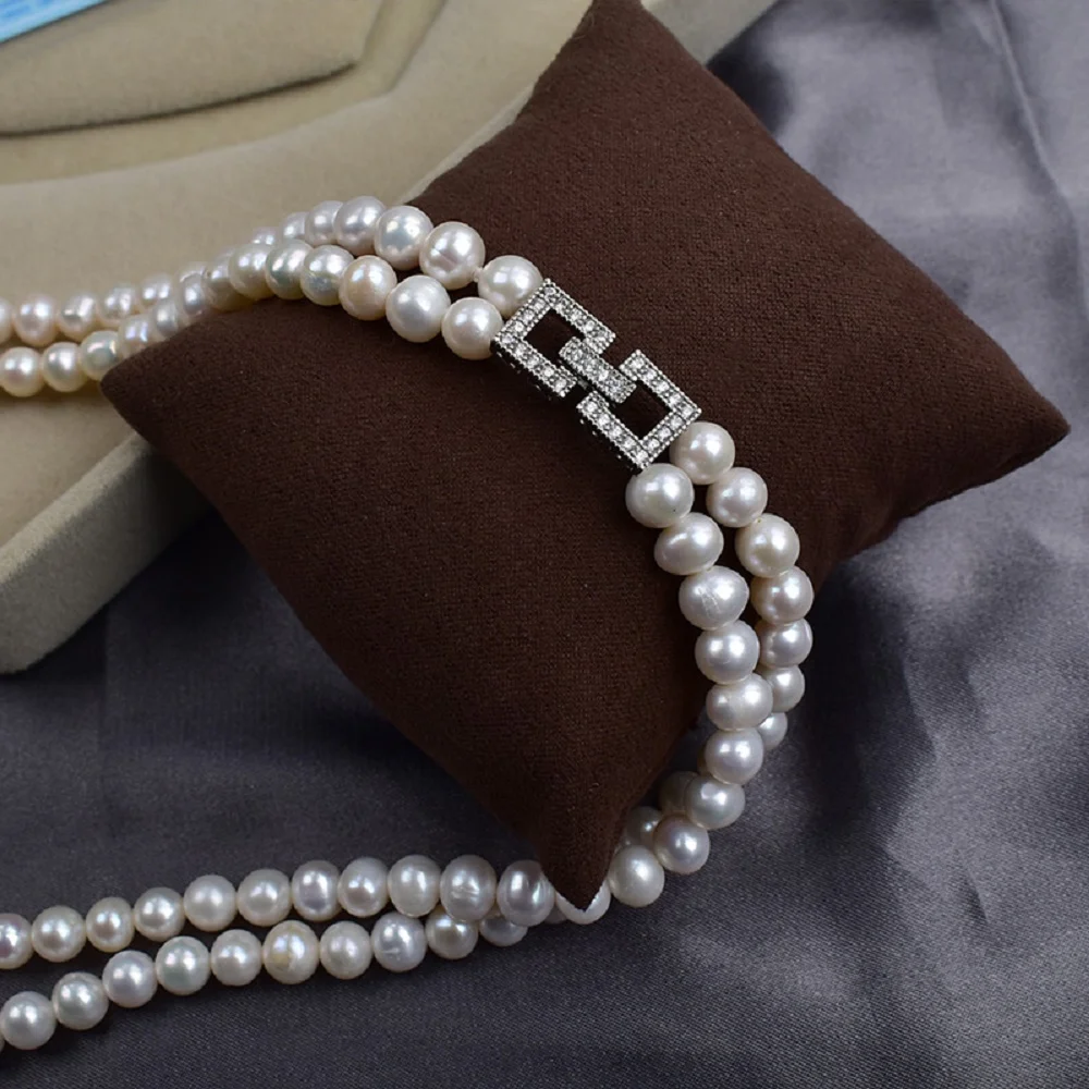 

Двухрядное ожерелье из натурального жемчуга AAAA6-7 мм Ожерелье из жемчуга Южных морей 925 s/16-18 дюймов/18-20 дюймов