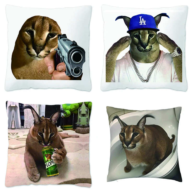 Floppa Cushion Cover Cute Meme 40x4 0 Home Decor Dakimakura Funny Caracal Cat Pillowcase For Living Room Housse De Coussin