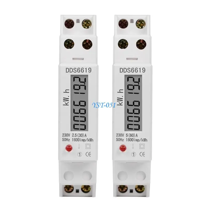 

E15A Electricity Meter Single Phase Energy Meter Digital Display Wattmeter 2.5(30)A/5(60A) 230V 50Hz DIN Meter
