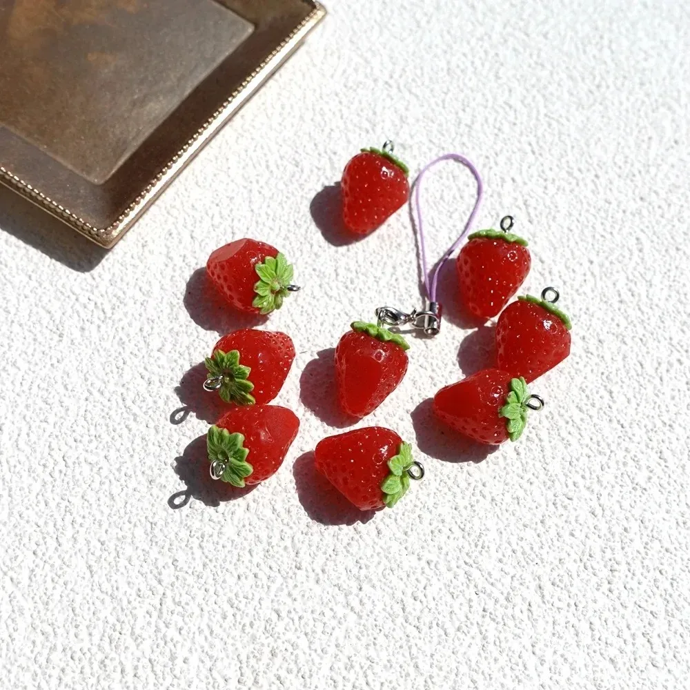 10pcs Mini Pink Strawberry Rabbit Pendants Lovely Resin Charms For DIY Earrings Bracelets Handcraft Dollhouse Ornament Making view 3