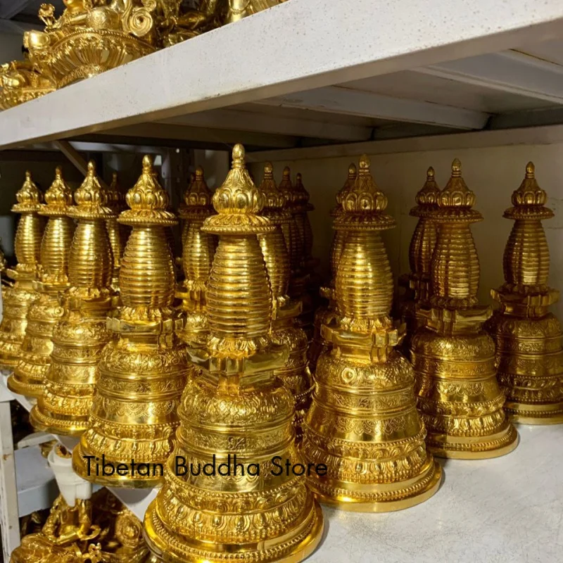 Karma Tower Pure Copper Full Gilt Buddhist Ritual Instruments Ornaments 10-Inch Brass 43.33cm 0cm High Seiko Stupa