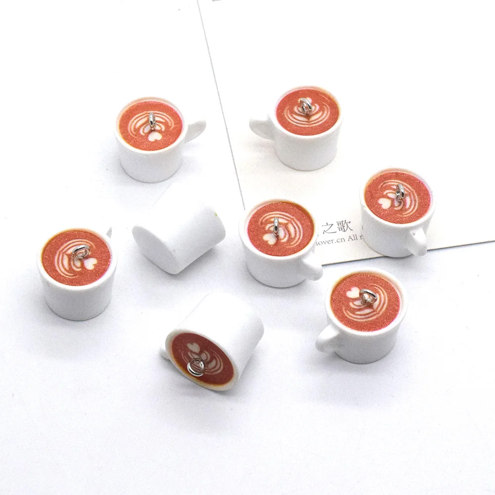 10pcs Mini Miniature Coffee Cups Resin Charms Funny Cute Drink Diy Crafts Pendant For Earring Keychain Jewelry Make