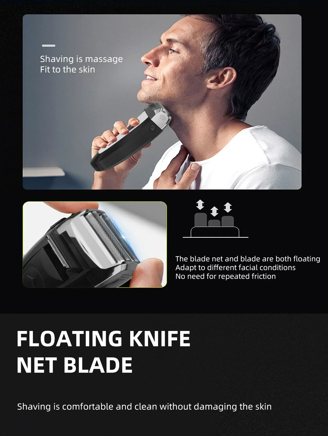 Kemei Elektrorasierer mit Hin- und Herbewegung für Männer, wasserdichter Akku-Rasierer, wiederaufladbarer USB-Rasierer, Friseur-Trimmer KM-9038 – Detail 1