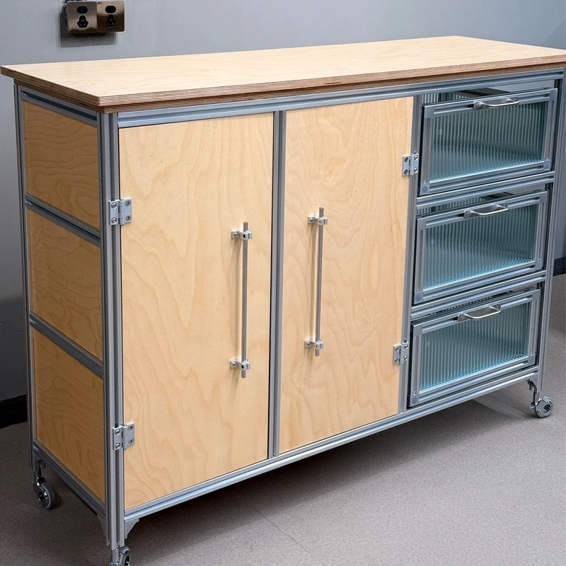 Aluminum profile marine plate dining side cabinet open matte acrylic drawer cabinet multi-layer locker creativity