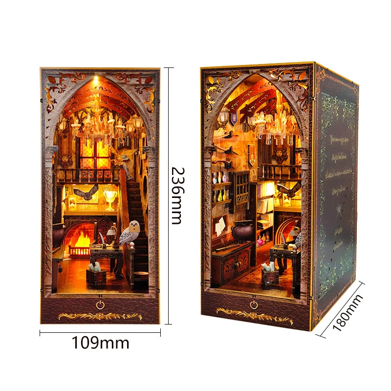 Fai da te Libro in legno Nook Magic Academy Case delle bambole in miniatura con kit di mobili 3D assemblare modello giocattolo per bambini regalo per adulti Casa