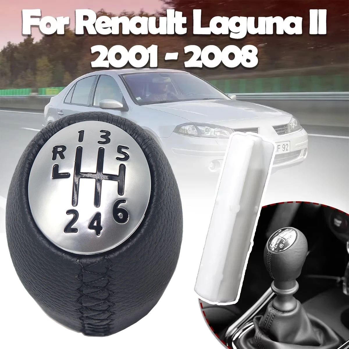 

6 Speed Gear Shift Knob For Renault Laguna II 2001 2002 2003 2004-2006 2007 2008 Pen Leather PU Handleball Interstar Accessories