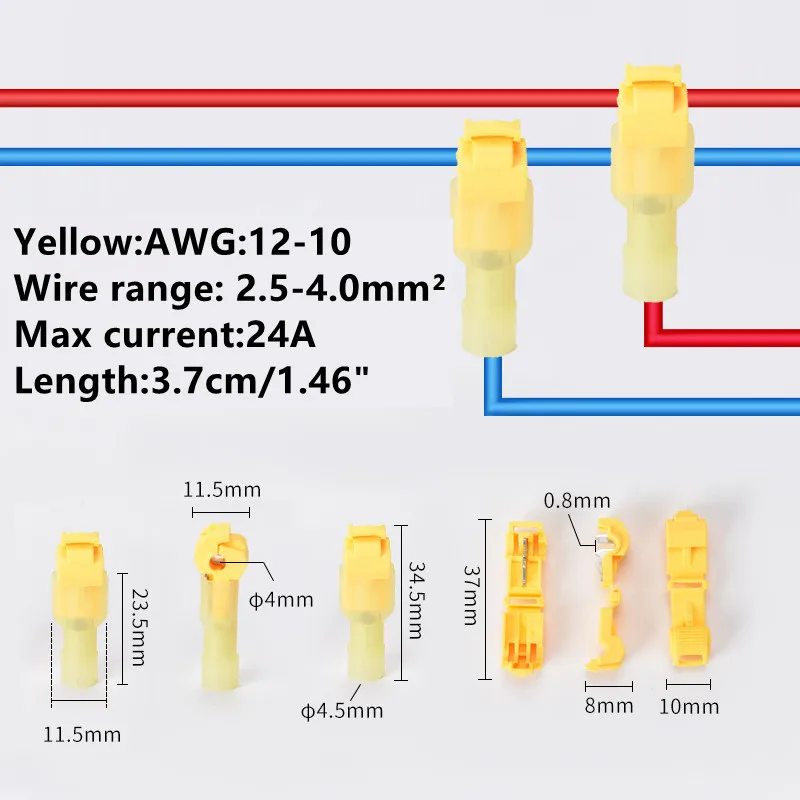 Quick Splice Electrical Connectors T Tap Wire Cable Snap Terminals Crimp Scotch Lock Car Audio Waterproof Kit Tool Set