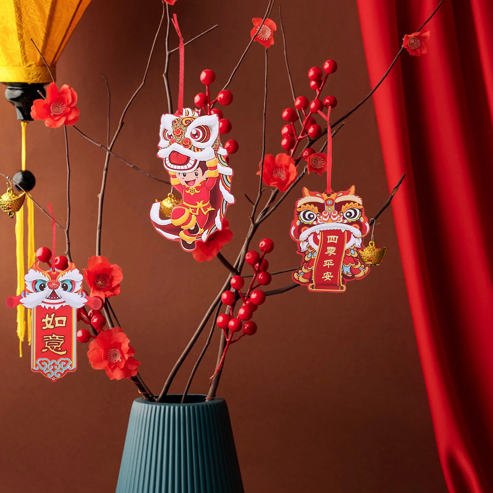 

12pcs Chinese New Year Hanging Decor Bonsai Paper Ornament For Home Office Outdoor Festival Decoration Lunar New Year Crafts