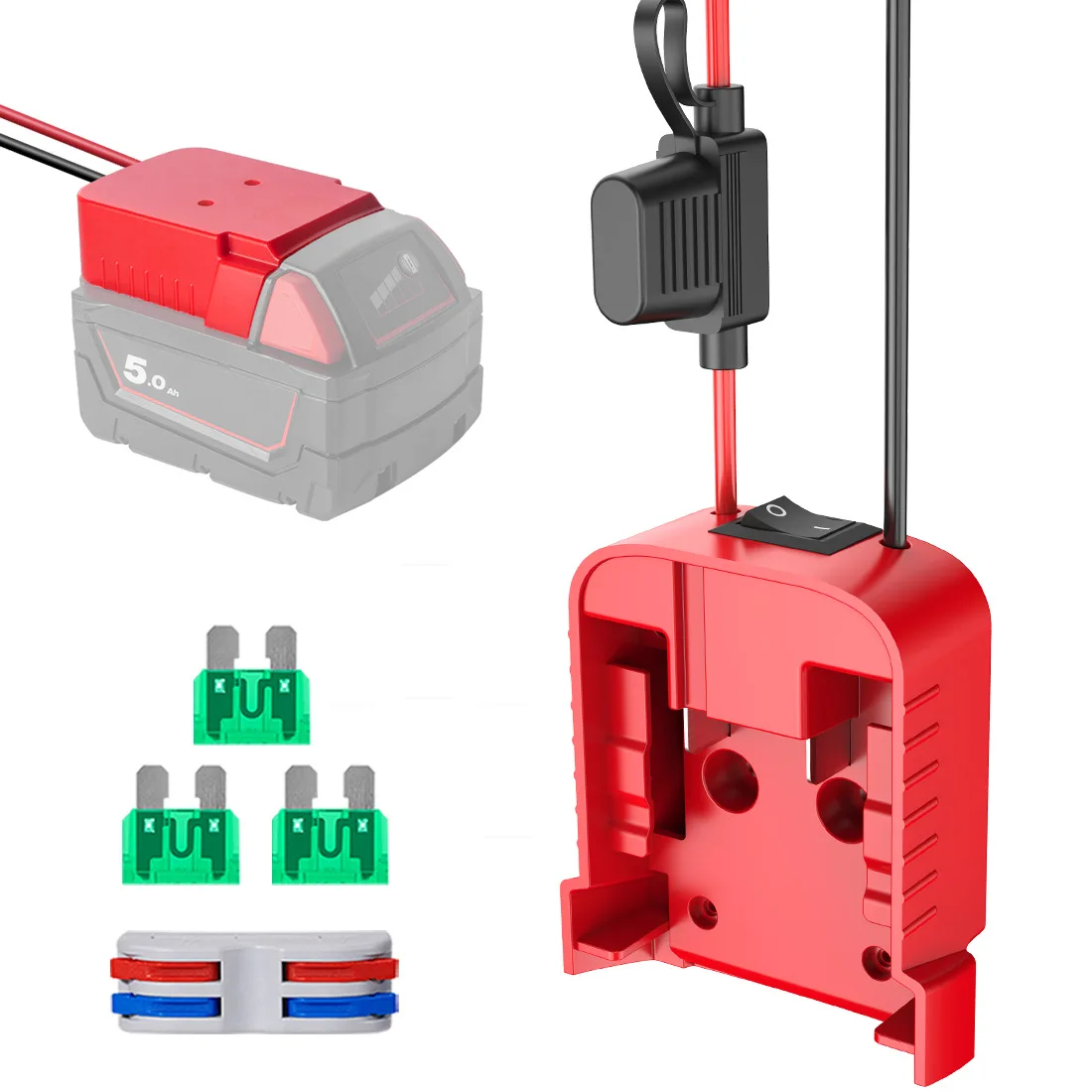

Комплект для переоборудования аккумулятора Power Wheel 18В, 1 шт., адаптер Power Wheel для аккумуляторов Milwaukee с выключателем, предохранителем и клеммами для проводов