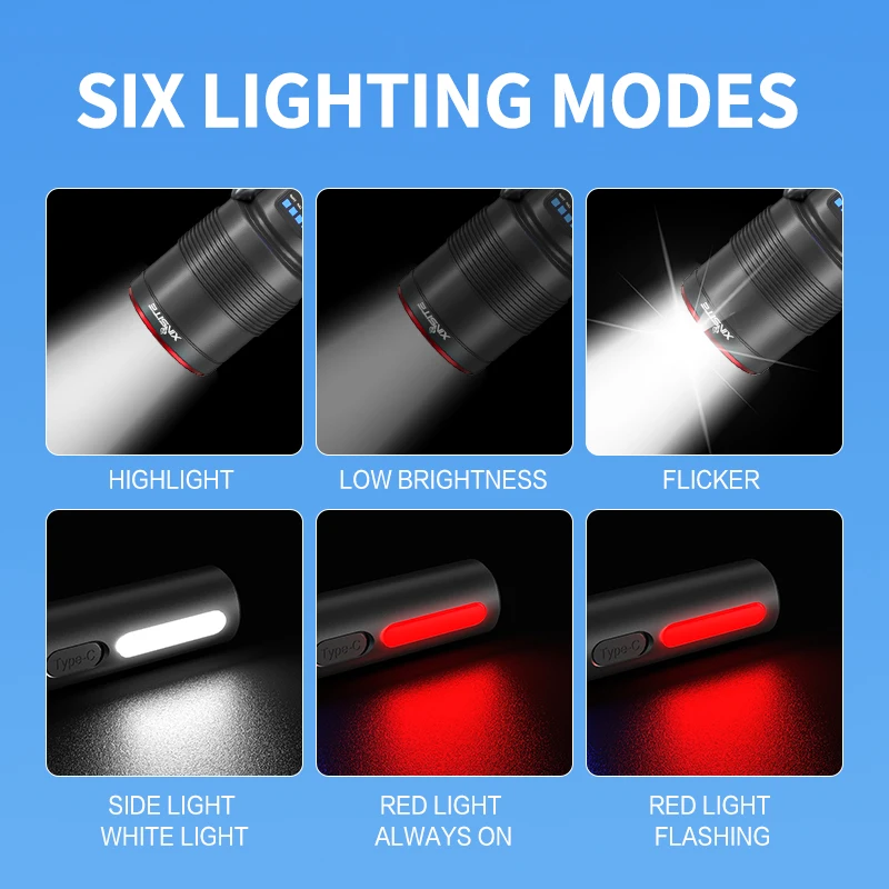 High Power Spotlight Long Range LED Flashlight With Luminous Strips Tail Glass breaker Zoomable Torch For Camping Emergency