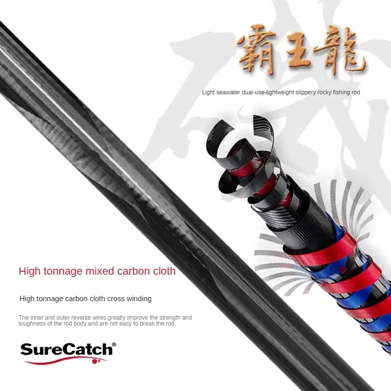 SureCatch REX High Carbon Rock Fishing Rod 3.6m3.9m4.2m4.5m Ultralight Sliding Folat Long Distance Telescopic Pole