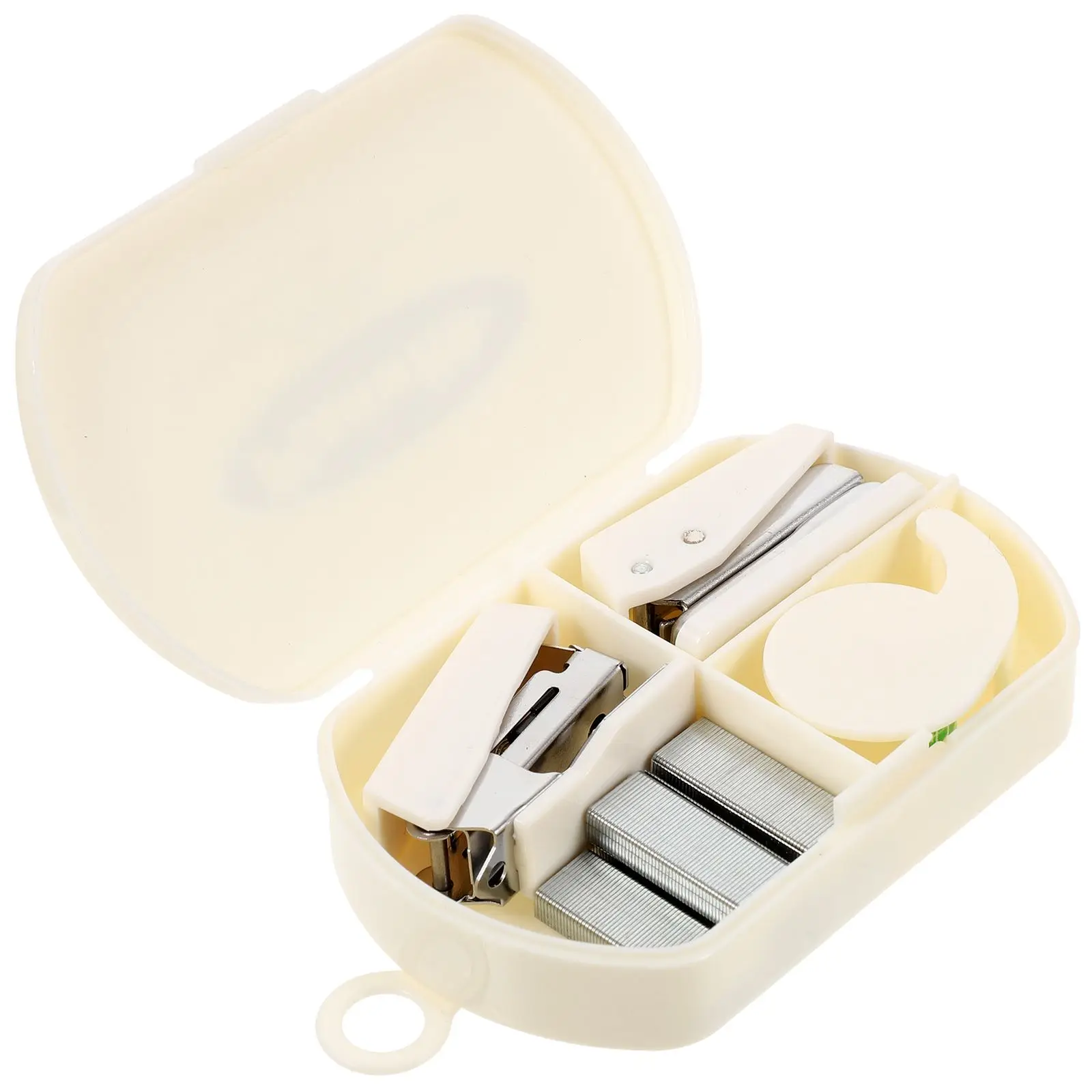 

Hand Tool Box Tape Dispenser Office Supplies Mini Stapler Kit Travel White Paper Craft School Project Desktop Set