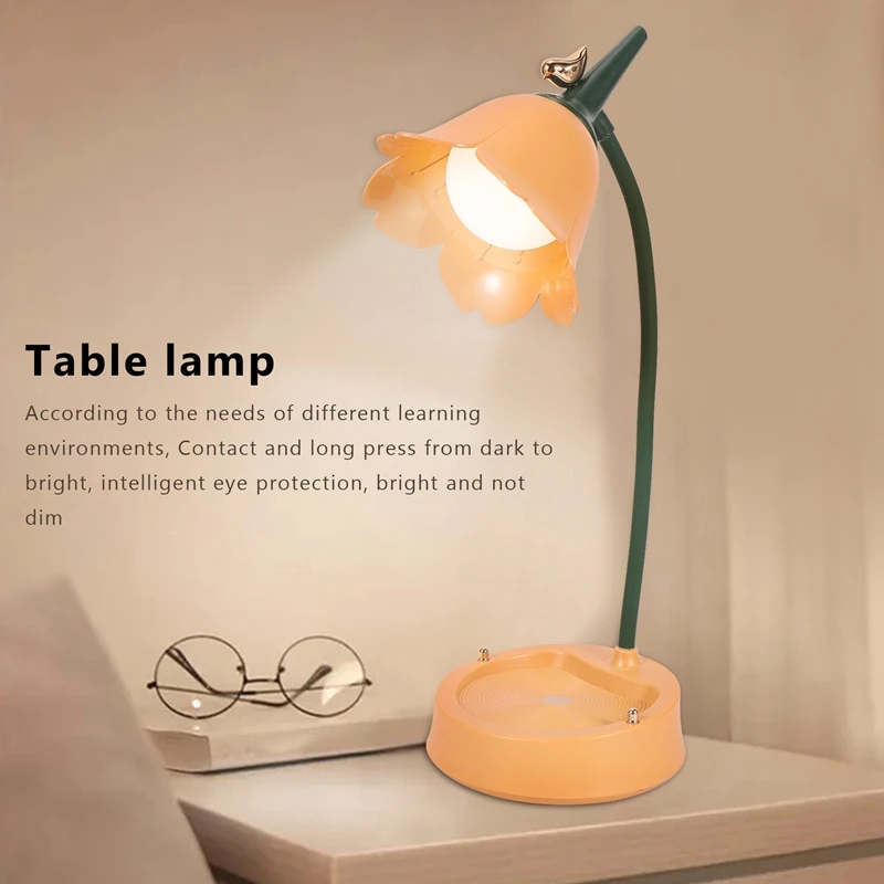 Flower LED Desk Lamp Student Bedroom Lighting Contact Eye Protection USB