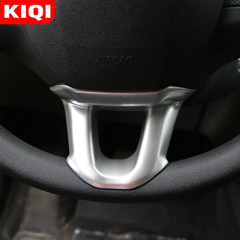 KIQI Car Styling ABS Chrome Steering Wheel Decoration Trim Sticker Case For Peugeot 2008 2014 - 2019 Car Accessories