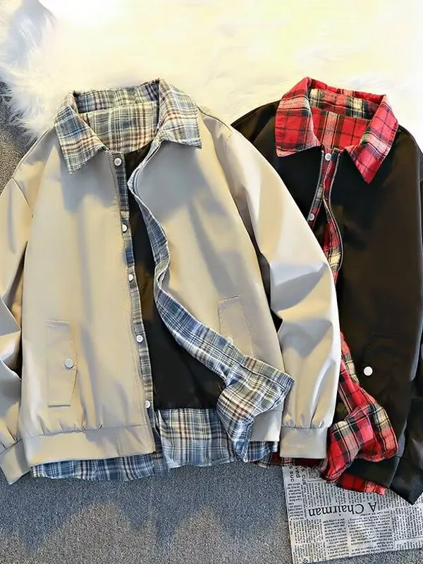 

Повседневная тонкая куртка из двух предметов для мужчин среднего возраста, весенне-осенняя легкая мужская одежда, художественная молния...