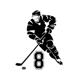 Car Stickers Unique Personality Hockey Player Decoration Decal Creative Sunscreen Waterproof Black and White, 16cm*13cm