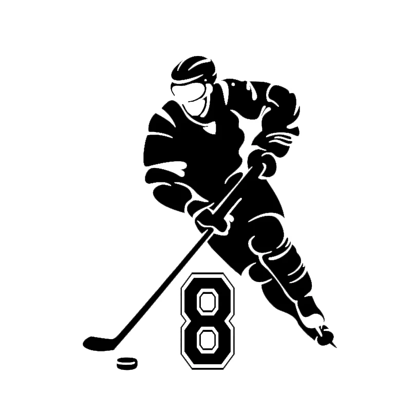 Car Stickers Unique Personality Hockey Player Decoration Decal Creative Sunscreen Waterproof Black and White, 16cm*13cm