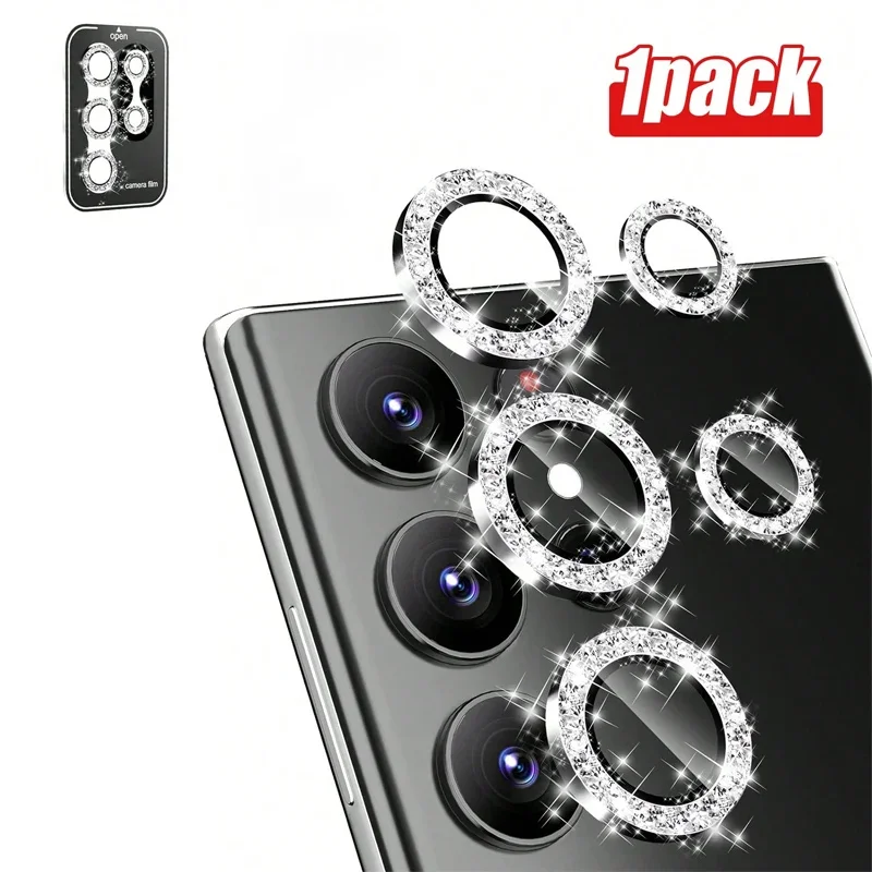 Hot5 Diamond Camera Lens Protector Ring Cover for Samsung Galaxy S25 Ultra 5G S24 Plus S23 FE S22 Tempered Glass Protective Film