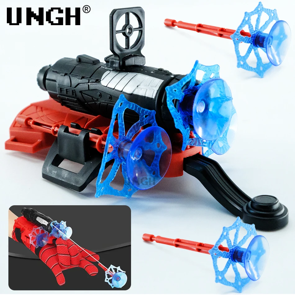 UNGH Spiderman Web Wrist Launcher Shooters Spider Man Upgraded Version Peter Parker Cosplay Gadgets Set Toys for Children Gift K