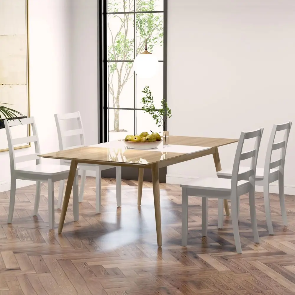 

Wood Dining Chairs Set of 6, High Ladder Back Kitchen Side Chair with Solid Rubber Wood Legs, Max Load of 400 Lbs, Modern Resta