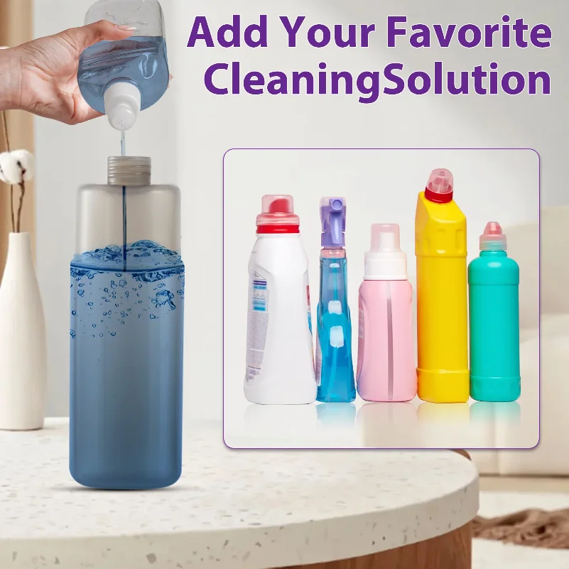 Spray Mop, 500ml Bottle, 3 Microfiber Mop Pads, Scraper, Mop Clip, Wet and Dry Use, Flat Floor Cleaning