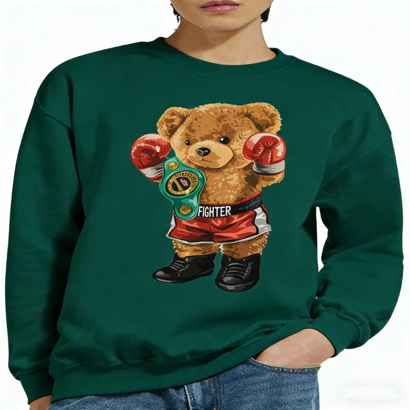 Felpe invernali con animali da boxe Orso campione del mondo Orso alla moda MMA Boxer Abbigliamento da palestra Muay Thai Felpe con cappuccio abbinate a maniche lunghe