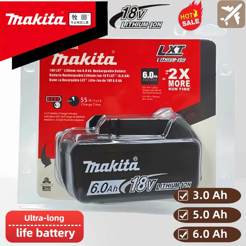 

18V 6.0A Original Makita DTW700 battery With LED lithium ion replacement BL1860B BL1860 BL1850 LXT400 Makita power tool battery